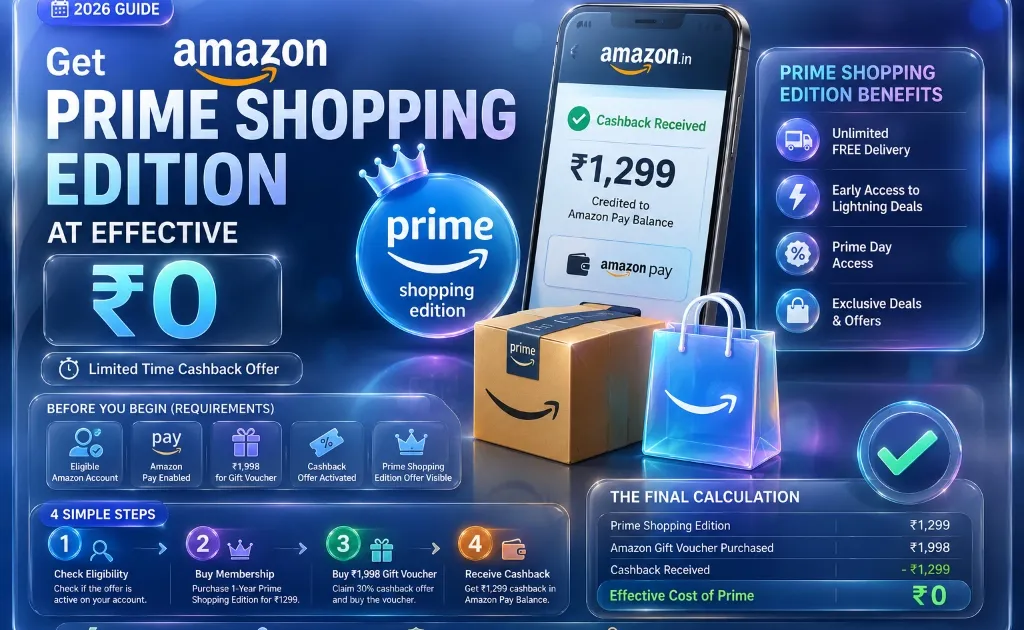 Get Amazon Prime Shopping Edition at Effective ?0 (2026 Guide)