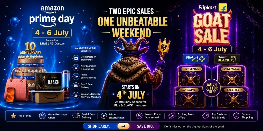 Amazon Prime Day vs Flipkart GOAT Sale 2026: Confirmed Dates, Expected iPhone 17 & Android Flagship Deals, Bank Offers