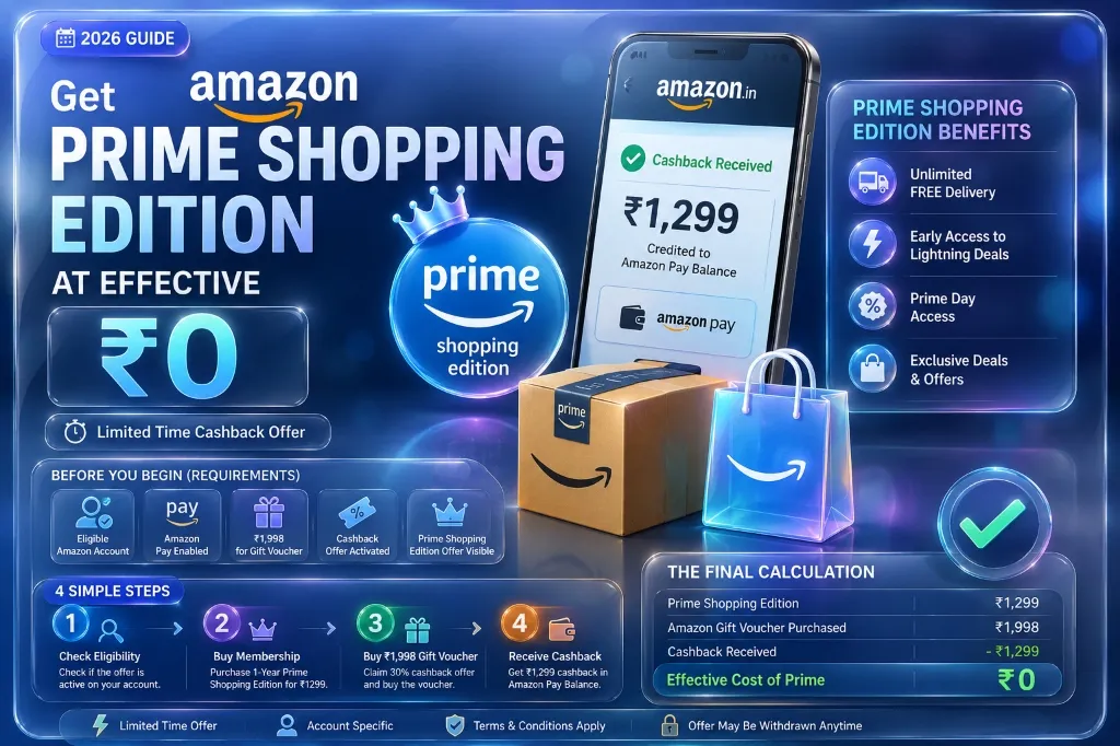 Get Amazon Prime Shopping Edition at Effective ?0 (2026 Guide)